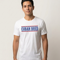 Cuban Bred™ t-shirt on male model – Cuban American graphic tee, Miami gift by Martha of Miami