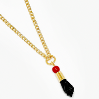 Azabache Hand Charm with 18K GF Necklace