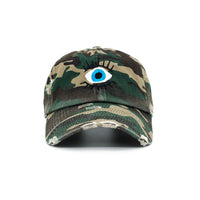 Evil Eye Hat, Protective Embroidered Cap, Unisex Fashion Hat, Spiritual Defense Accessory, Good Luck Charm Cap, Unique Gift Idea, Adjustable Black Hat, Quality Embroidery Design, Mystical Warding Accessory, Durable Fashion Hat