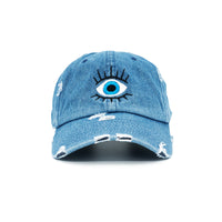 Evil Eye Hat, Protective Embroidered Cap, Unisex Fashion Hat, Spiritual Defense Accessory, Good Luck Charm Cap, Unique Gift Idea, Adjustable Black Hat, Quality Embroidery Design, Mystical Warding Accessory, Durable Fashion Hat