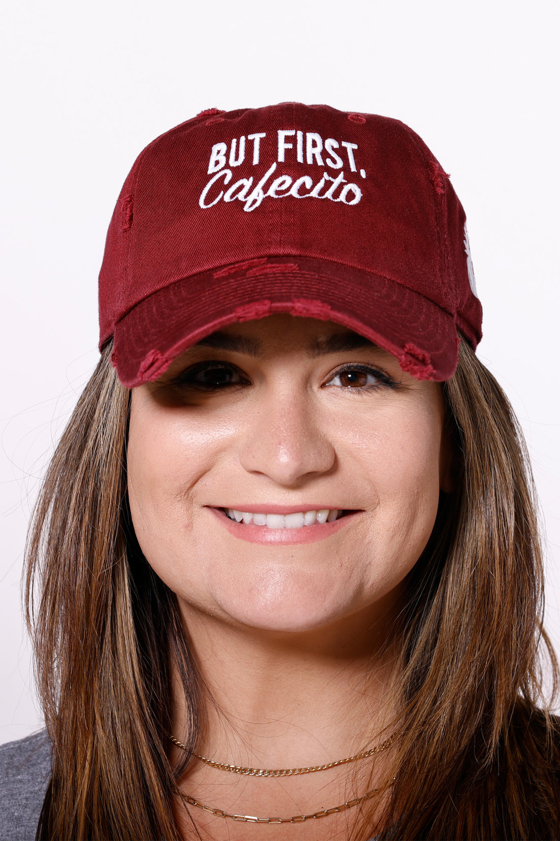 But First Cafecito Hat Maroon Hat
