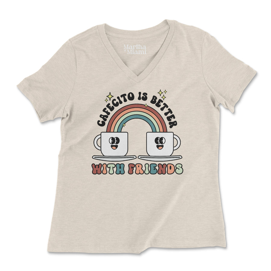 Cafecito is Better With Friends V-Neck T-Shirt - Women