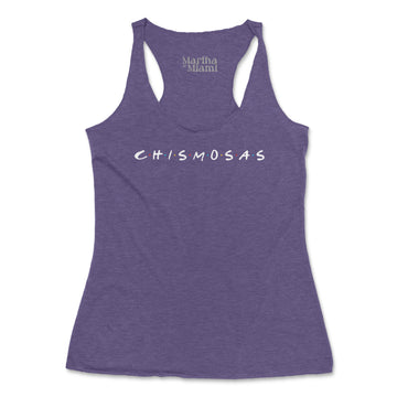 Chismosas women's tank top with Friends-inspired logo, perfect for Cuban gossip lovers