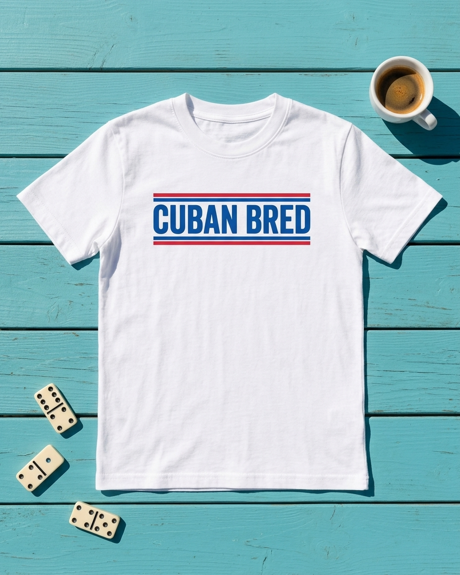 A white short-sleeve t-shirt with &