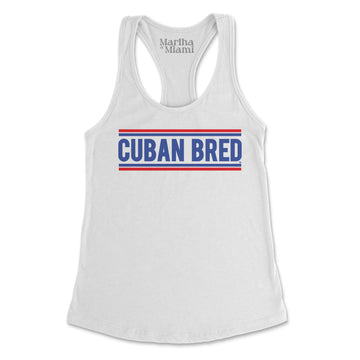 Cuban Bred women's tank top with bold classic text design celebrating Cuban pride