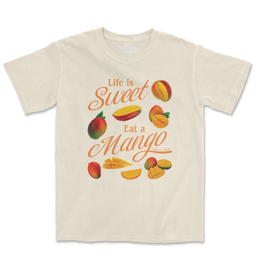 Miami style t-shirt, tropical t-shirt, mango shirt, unisex cotton t-shirt, summer fashion, Miami clothing, heavyweight t-shirt, 100% ring spun cotton