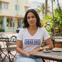 Cuban Bred™ women's v-neck t-shirt Miami Beach story video – Martha of Miami Cuban American graphic tee