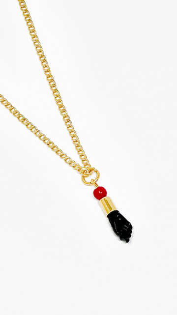 Azabache Hand Charm with 18K GF Necklace