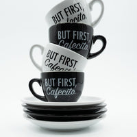 But First, Cafecito Cups Black And White Coffee Cups Espresso Cups