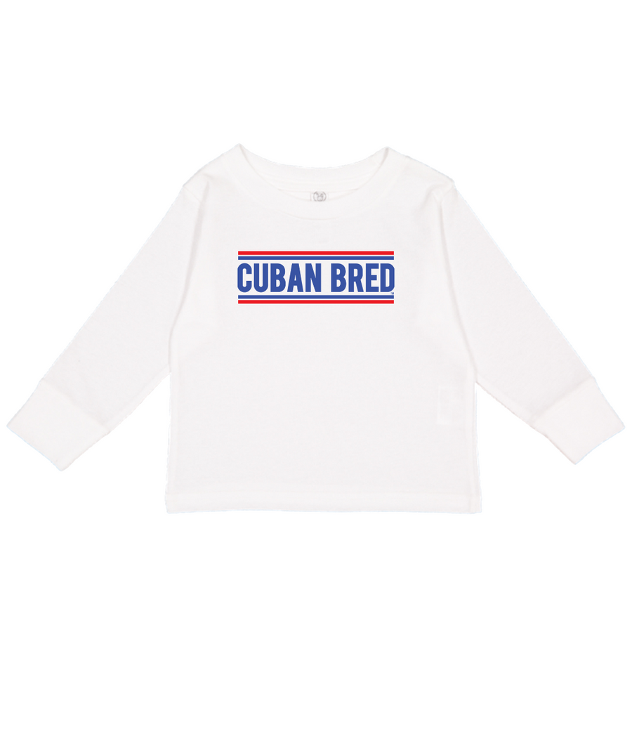 Cuban Bred toddler t-shirt with bold classic text design celebrating Cuban pride